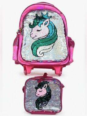 Kids Rolling Unicorn 🦄 Backpack and Lunch box set